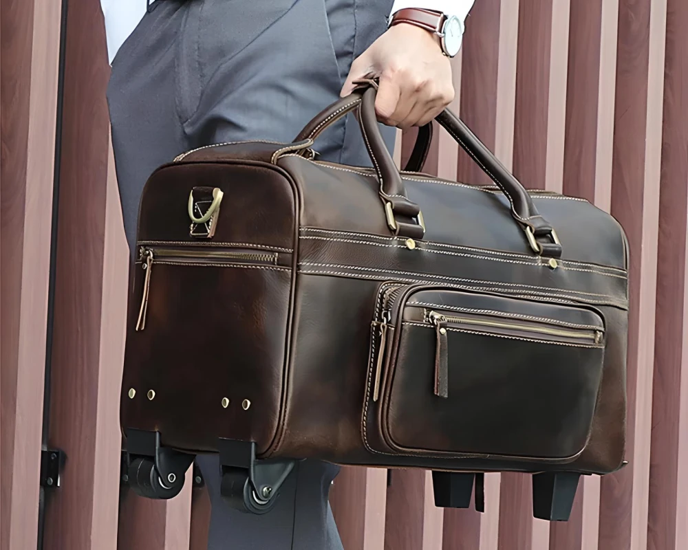 leather wheeled luggage