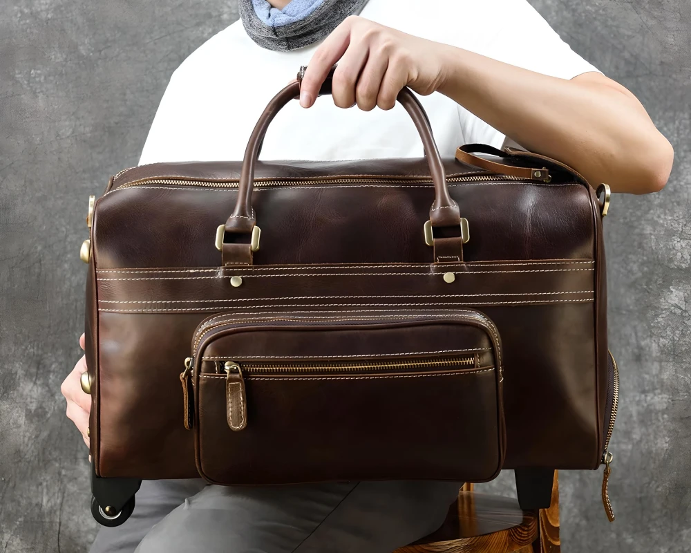 leather wheeled luggage